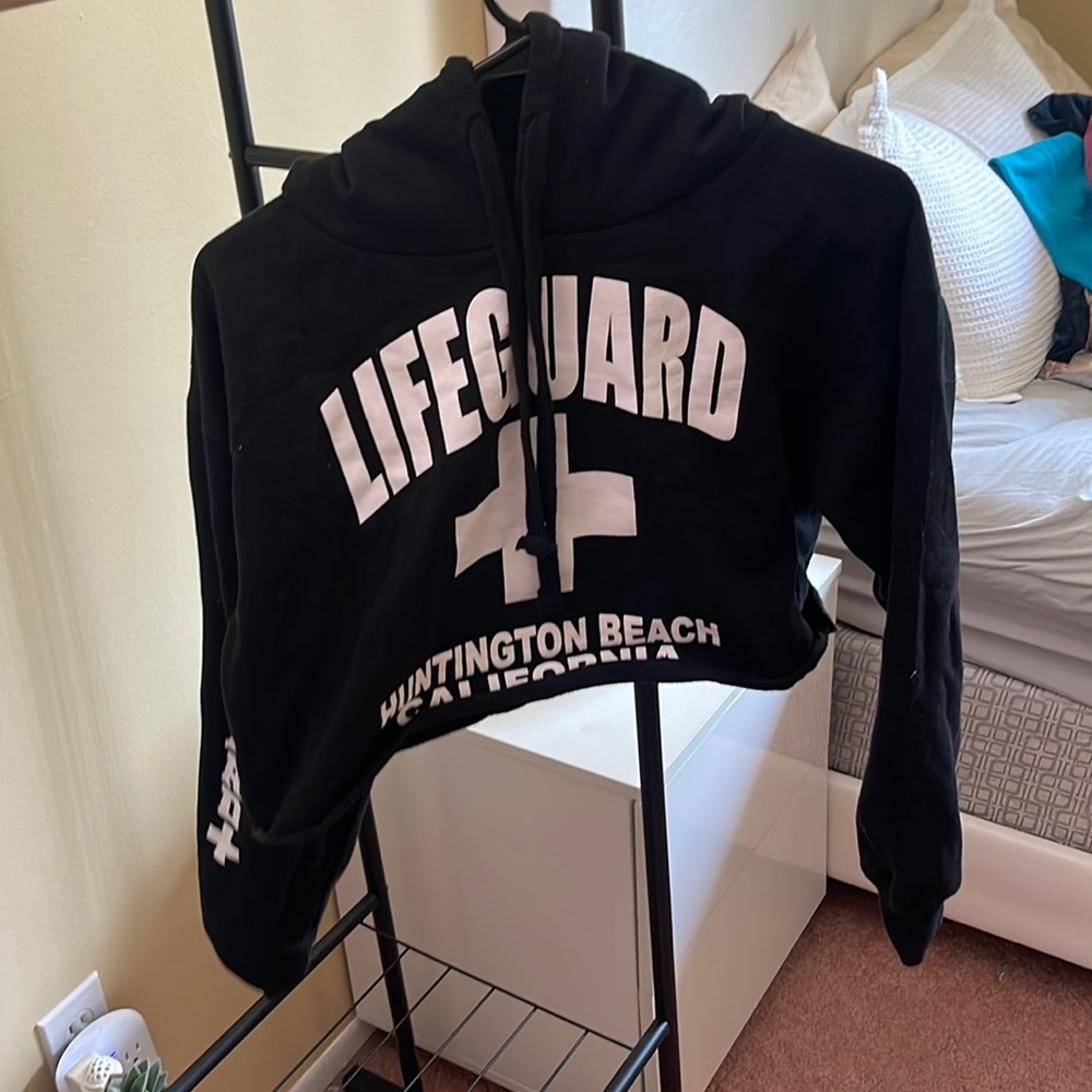 COPY - SIze womens lg Huntington Beach lifeguard crop top hoodie